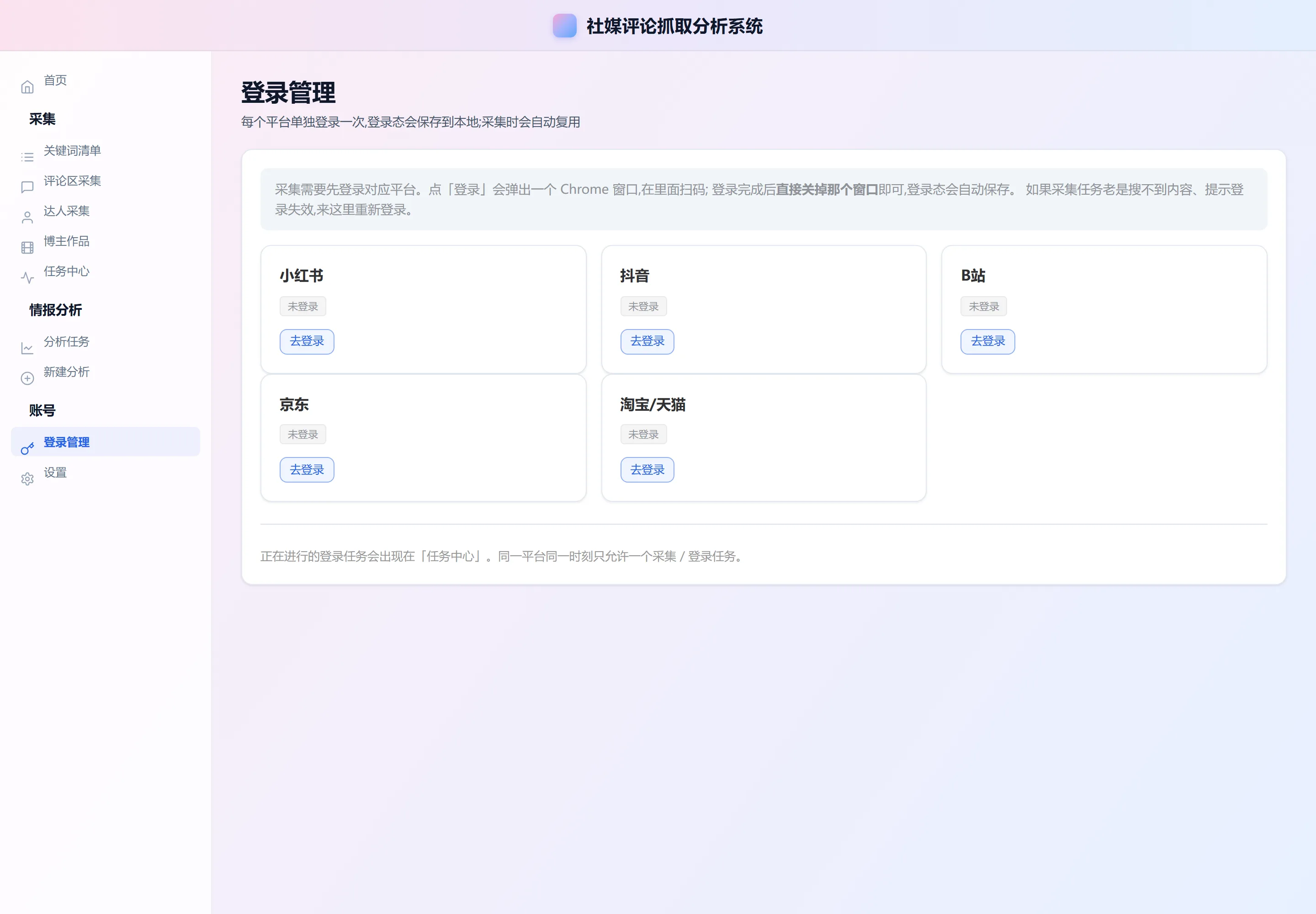 登录管理页